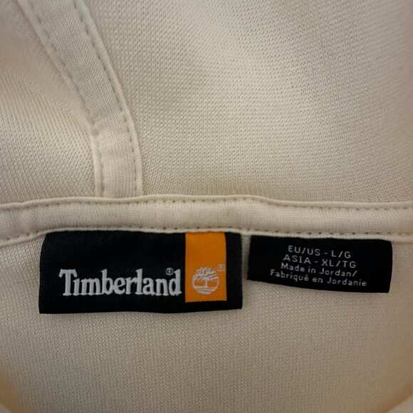 Timberland cream fleece hoodie with sage green zip Size L - Picture 6 of 7